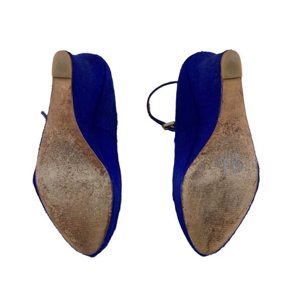 Ann Taylor Calf Hair Wedge Ankle Strap Shoe Cobalt Blue 6 - Picture 8 of 8